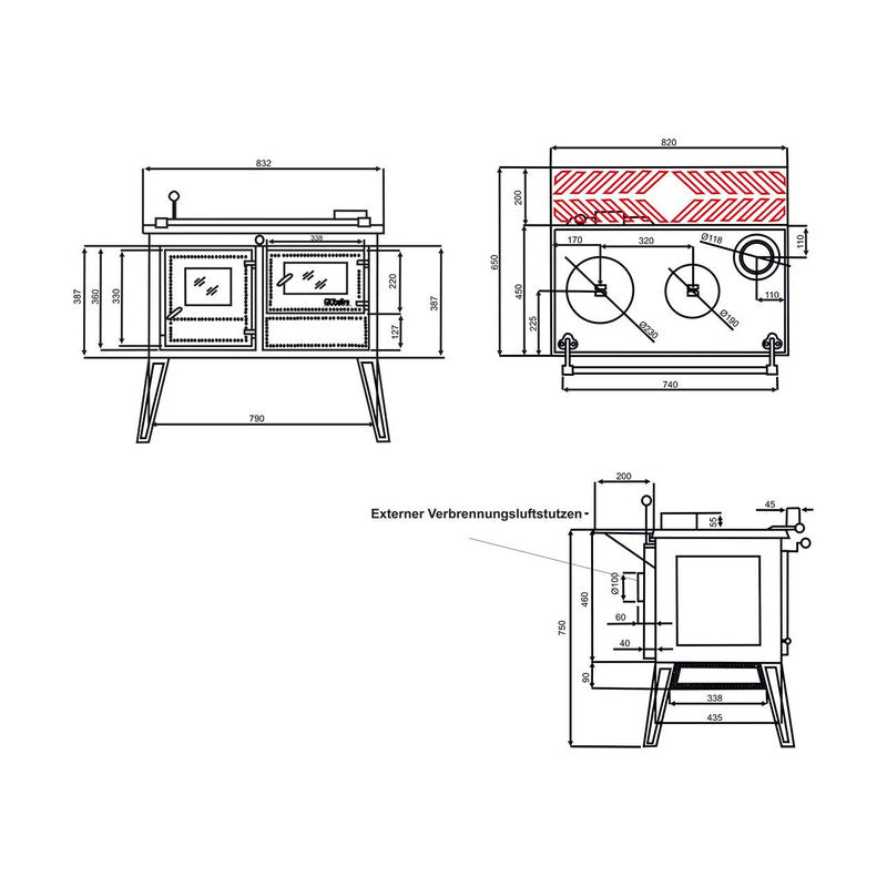Holzherd Globe Fire Atlas 7 kW – Gusseiserner Küchenofen zum Heizen & Kochen