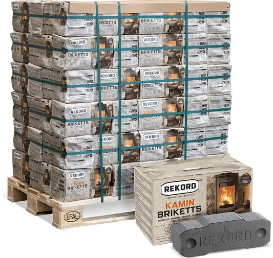 REKORD® Braunkohlebriketts – Palette 900 kg (90 × 10 kg)