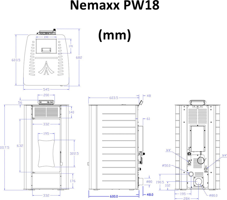 NEMAXX® P18 Pelletofen 18 kW – Wasserführend, Eco-Modus, Wi-Fi Ready & Wochen-Timer